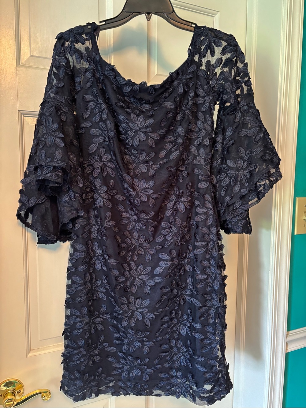 Ralph Lauren Navy Lace-Trim Dress